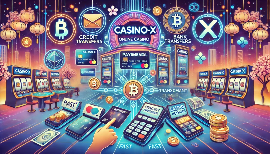 Methods Of Casino X Online Casino In Japan. The Image Features Digital Wallets, Credit Cards, Ba